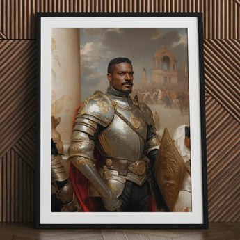 The General - Vintage Gay Military Art Print / Canvas Framed Portrait Man Ornate Silver Gold Armor Red Marvel, Classical Renaissance