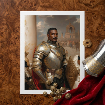 The General - Vintage Gay Military Art Print / Canvas Framed Portrait Man Ornate Silver Gold Armor Red Marvel, Classical Renaissance
