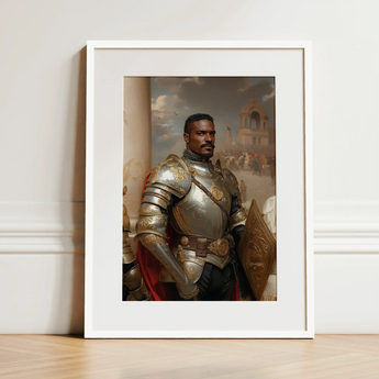 The General - Vintage Gay Military Art Print / Canvas Framed Portrait Man Ornate Silver Gold Armor Red Marvel, Classical Renaissance
