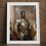 The General - Vintage Gay Military Art Print / Canvas Framed Portrait Man Ornate Silver Gold Armor Red Marvel, Classical Renaissance