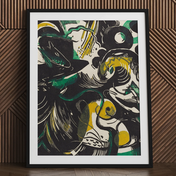Genesis Ii - Franz Marc abstrakt-expressionistischer Kunstdruck / Leinwand, 24x32’’ / 61x81cm / Schwarzer Rahmen / Passepartout, Poster, Drucke & visuelle Kunst
