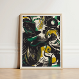 Genesis Ii - Franz Marc Abstract Expressionist Art Print / Canvas Framed Artwork Bold Black Green Yellow Shapes Marc’s, Primordial Energy