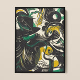 Genesis Ii - Franz Marc Abstract Expressionist Art Print / Canvas Artwork Black Frame Bold Green Yellow Shapes Marc’s, Primordial Energy