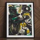 Genesis Ii - Franz Marc Abstract Expressionist Art Print / Canvas Black-framed Artwork Bold Green Yellow White Linework Marc’s, Primordial