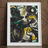 Genesis Ii - Franz Marc Abstract Expressionist Art Print / Canvas Framed Artwork Bold Black Green Yellow Shapes Marc’s, Primordial Energy