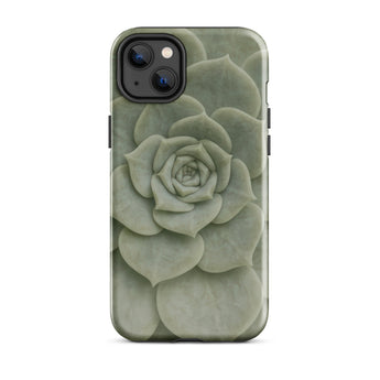 Geometric Succulent Phone Case Iphone 14 Plus / Gloss Sleek Matte-finish Phone Case Detailed Muted Green Succulent Baja California’s Stone,