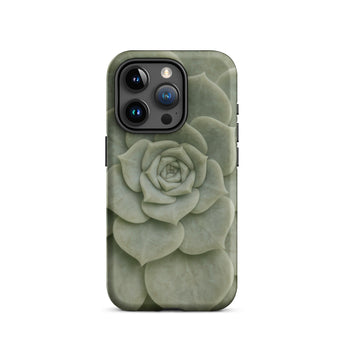 Geometric Succulent Phone Case Iphone 15 Pro / Matte Sleek Matte-finish Phone Case Detailed Muted Green Succulent Baja California’s Stone,