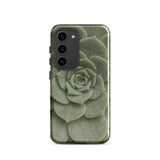 Geometric Succulent Phone Case Samsung Galaxy S23 / Gloss Sleek Phone Case Detailed Muted Green Succulent Design Baja California’s Stone,