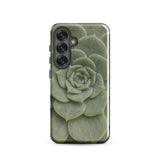 Geometric Succulent Phone Case Samsung Galaxy S25 / Gloss Sleek Phone Case Detailed Muted Green Succulent Design Baja California’s Stone,