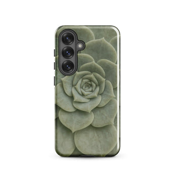 Geometric Succulent Phone Case Samsung Galaxy S25 / Gloss Sleek Phone Case Detailed Muted Green Succulent Design Baja California’s Stone,