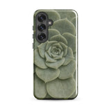 Geometric Succulent Phone Case Samsung Galaxy S25 Plus / Gloss Sleek Phone Case Detailed Pale Green Succulent Design Baja California’s