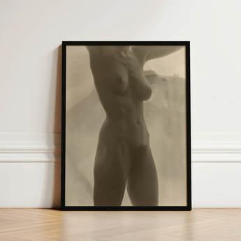 Black-framed Sepia-toned Photographic Print Nude Female Figure Alfred Stieglitz, Georgia O’keeffe, Pressed, Small Breasts Caught, Oblique