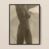 Georgia O’keeffe Torso - Alfred Stieglitz Art Print / Canvas Black-framed Sepia-toned Nude Female Figure, Pressed, Small Breasts Caught,