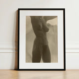 Georgia O’keeffe Torso - Alfred Stieglitz Art Print / Canvas Black-framed Sepia-toned Photograph Nude Female Figure, Pressed, Small Breasts