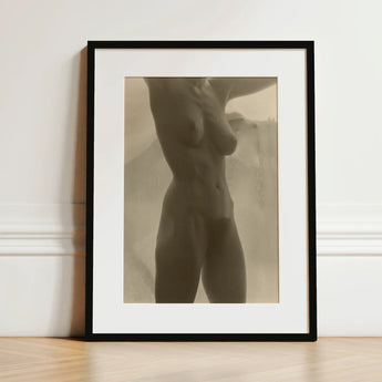 Georgia O’keeffe Torso - Alfred Stieglitz Art Print / Canvas Black-framed Sepia-toned Photograph Nude Female Figure, Pressed, Small Breasts