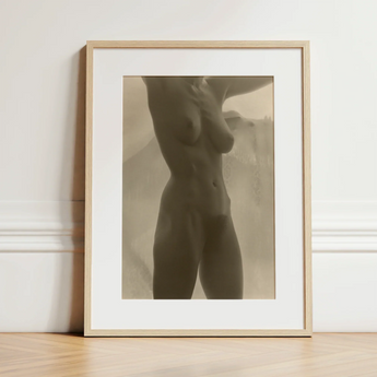 Georgia O’keeffe Torso - Alfred Stieglitz Art Print / Canvas Minimalist Beige-framed Art Print Sepia-toned Photograph Nude Female Alfred