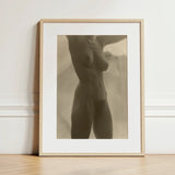 Georgia O’keeffe Torso - Alfred Stieglitz Art Print / Canvas Minimalist Beige-framed Sepia-toned Photograph Nude Female, Pressed, Small