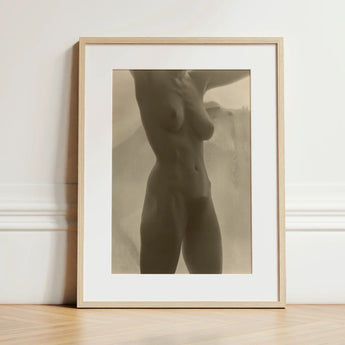 Georgia O’keeffe Torso - Alfred Stieglitz Art Print / Canvas Minimalist Beige-framed Sepia-toned Photograph Nude Female, Pressed, Small