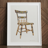 German Chair - Edward L. Loper, estampe d’art populaire des années 1930 / Toile, 24x32’’ / 61x81cm / Cadre blanc / Passe-partout, Posters Prints & Visual Artwork,