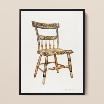 German Chair - Edward L. Loper 1930s Folk Art Print / Canvas, 12x16’’ / 31x41cm / Black Frame, Posters Prints & Visual Artwork, Toby Leon