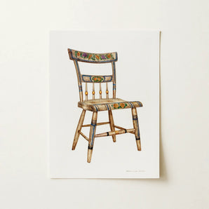 German Chair - Edward L. Loper 1930s Folk Art Print / Canvas, Captivating German Chair, German Chair Art, Loper Artisan Decor