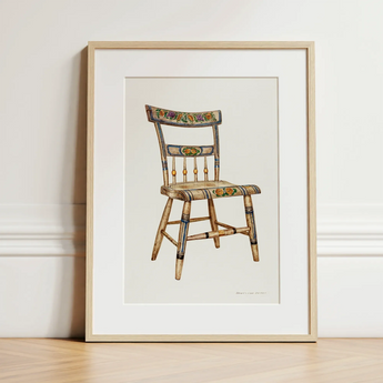 German Chair - Edward L. Loper 1930s Folk Art Print / Canvas, Captivating German Chair, German Chair Art, Loper Artisan Decor