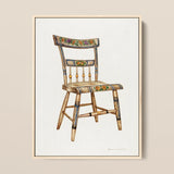 German Chair - Edward L. Loper 1930s Folk Art Print / Canvas Vintage-style Wooden Hand-painted Floral Fruit Motifs Vibrant Captivating,