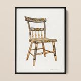 German Chair - Edward L. Loper 1930s Folk Art Print / Canvas Vintage-style Wooden Hand-painted Floral Motifs Purple Orange Captivating,