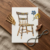 German Chair - Edward L. Loper 1930s Folk Art Print / Canvas Watercolor Illustration Vintage Wooden Painted Floral Fruit Captivating,