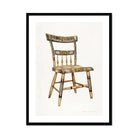 German Chair - Edward L. Loper 1930s Folk Art Print, Decorative Wooden Chair Painted Floral Designs Spindles