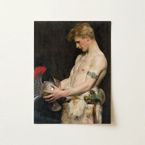 Germanic Warrior with Helmet - Osmar Schindler Art Print / Canvas, 12x16’’ / 31x41cm / Unframed / no Border, Posters Prints & Visual