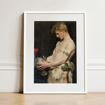 Germanic Warrior with Helmet - Osmar Schindler Art Print / Canvas, 12x16’’ / 31x41cm / White Frame / Matboard, Posters Prints & Visual