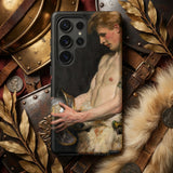 Germanic Warrior with Helmet - Osmar Schindler Phone Case Black Phone Case Classical Painting Nude Young Man Schindler’s Brushstrokes