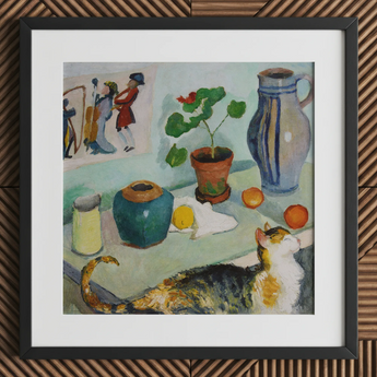 Ghost in the House Stalls - August Macke Kunstdruck / Leinwand, 12x12’’ / 31x31cm / Schwarzer Rahmen / Passepartout, Poster-Drucke & visuelle Kunstwerke,
