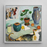 Ghost in the House Stalls - August Macke Art Print / Canvas Framed Painting Life Calico Cat Potted Plant Ceramic Macke’s Whimsical World,