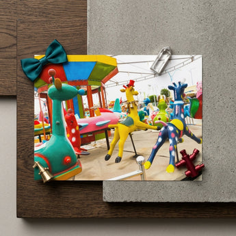 Giddy Up Giclée Print / Canvas Vibrant Colorful Photo Print Whimsical Giraffe Animal Ride Giclée