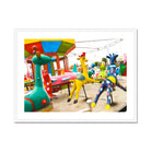 Giddy Up Giclée Print, Colorful Carousel Animal Seats