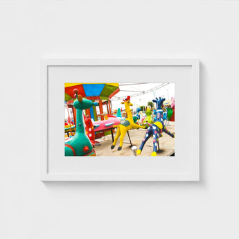 Giddy Up - Rainbow Fairground Carousel Art Print / Canvas Giclée Prints