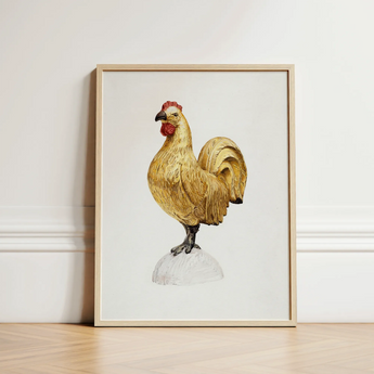 Gilded Rooster - Karl J. Hentz 1930s Decorative Art Print / Canvas Framed Illustration Golden Red Comb Wattle Egg Regal, Kitchen, Prints