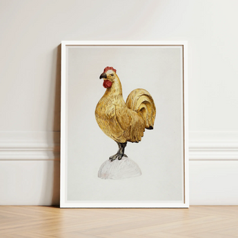 Gilded Rooster - Karl J. Hentz 1930s Decorative Art Print / Canvas Framed Illustration Golden Red Comb Wattle Egg Regal, Kitchen, Prints