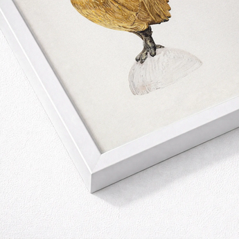 Gilded Rooster - Karl J. Hentz 1930s Decorative Art Print / Canvas Framed Artwork Golden Chicken Perched Egg Enclosed Sleek Regal, Kitchen,