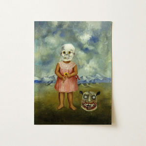 Girl with Death Mask - Frida Kahlo Art Print / Canvas, 12x16’’ / 31x41cm / Unframed / no Border, Posters Prints & Visual Artwork, Toby Leon
