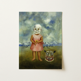 Girl with Death Mask - Frida Kahlo Art Print / Canvas, 12x16’’ / 31x41cm / Unframed / no Border, Posters Prints & Visual Artwork, Toby Leon