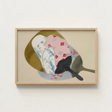 Framed Mixed-media Artwork Abstract Layered Forms Soft Pastel Kamisaka Sekka, Avant-garde Rinpa Flair, Meiji Art