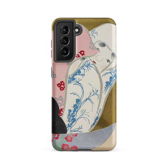 Girl in Fan - Kamisaka Sekka Rinpa Art Phone Case Samsung Galaxy S21 Fe / Matte Phone Case Stylized Japanese-inspired Illustration Soft