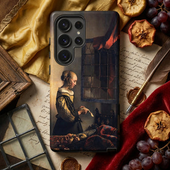 Girl Reading Letter - Johannes Vermeer Phone Case Black Phone Case Reproduction Johannes Vermeer’s Girl Pearl Vermeer Iphone Case, Reading
