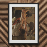 Girls from Dalarna Having a Bath - Anders Zorn Art Print / Canvas, 20x30’’ / 51x76cm / Black Frame / Matboard, Posters Prints & Visual