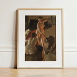 Girls from Dalarna Having a Bath - Anders Zorn Art Print / Canvas Framed Oil Painting Nude Woman Impressionistic Style Housed, Dim Timber