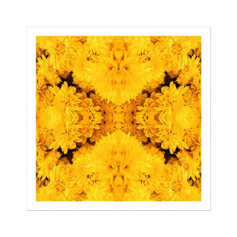 Gold Rush - Chrysanthemum Op Art Print / Canvas Kaleidoscopic Pattern Bright Yellow Flowers Arranged Symmetrical Behold, Entrancing Floral