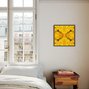 Gold Rush - Chrysanthemum Op Art Print / Canvas, Behold Gold Rush, Entrancing Floral Symphony, Trippy Chrysanthemum Art